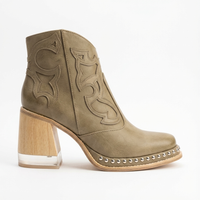Santiag basse beige Simili Cuir Femme - Broderies et clous pour style unique 2
