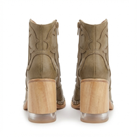 Santiag basse beige Simili Cuir Femme - Broderies et clous pour style unique 3