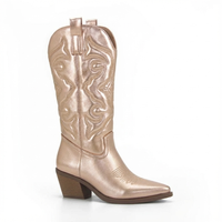 Santiag mi-haute doré Synthétique Femme - Style moderne avec broderies élégantes 1