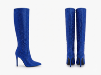 Botte haute violet Daim Synthétique Femme - Bottes bleu étincelantes au style western 2