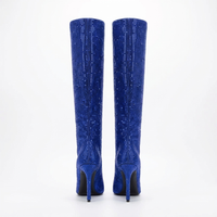 Botte haute violet Daim Synthétique Femme - Bottes bleu étincelantes au style western 3