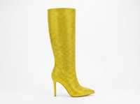 Botte haute jaune Daim Synthétique Femme - Bottes jaunes brillantes à talon aiguille 2