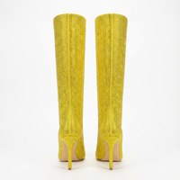 Botte haute jaune Daim Synthétique Femme - Bottes jaunes brillantes à talon aiguille 3