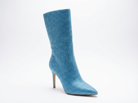 Botte haute bleu Daim Synthétique Femme - Santiags bleues pailletées au bout pointu 1