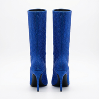 Botte haute bleu Daim Synthétique Femme - Santiags bleu scintillant à talon aiguille 3