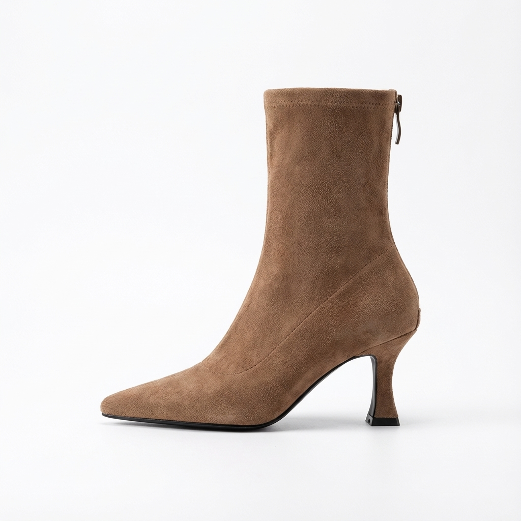 Bottine à talon marron Daim Femme - Élégance chic en style western moderne 2