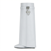 Botte haute gris Cuir Femme - Santiag élégante avec boucle métallique 2