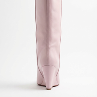 Botte haute rose Cuir Femme - Cuir rose et cadenas argenté audacieux 3