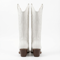 Santiag mi-haute blanc Simili Cuir Homme - Broderies western élégantes et talons carrés 3