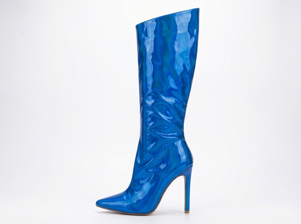 Botte haute bleu Synthétique Femme - Santiags bleues étincelantes à talon aiguille 4