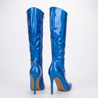 Botte haute bleu Synthétique Femme - Santiags bleues étincelantes à talon aiguille 5