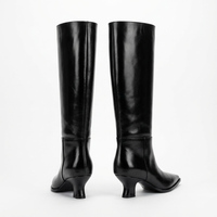 Botte haute noir Cuir Femme - Santiags élégantes au talon bas raffiné 3