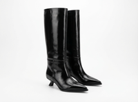 Botte haute noir Cuir Femme - Santiags élégantes au talon bas raffiné 1