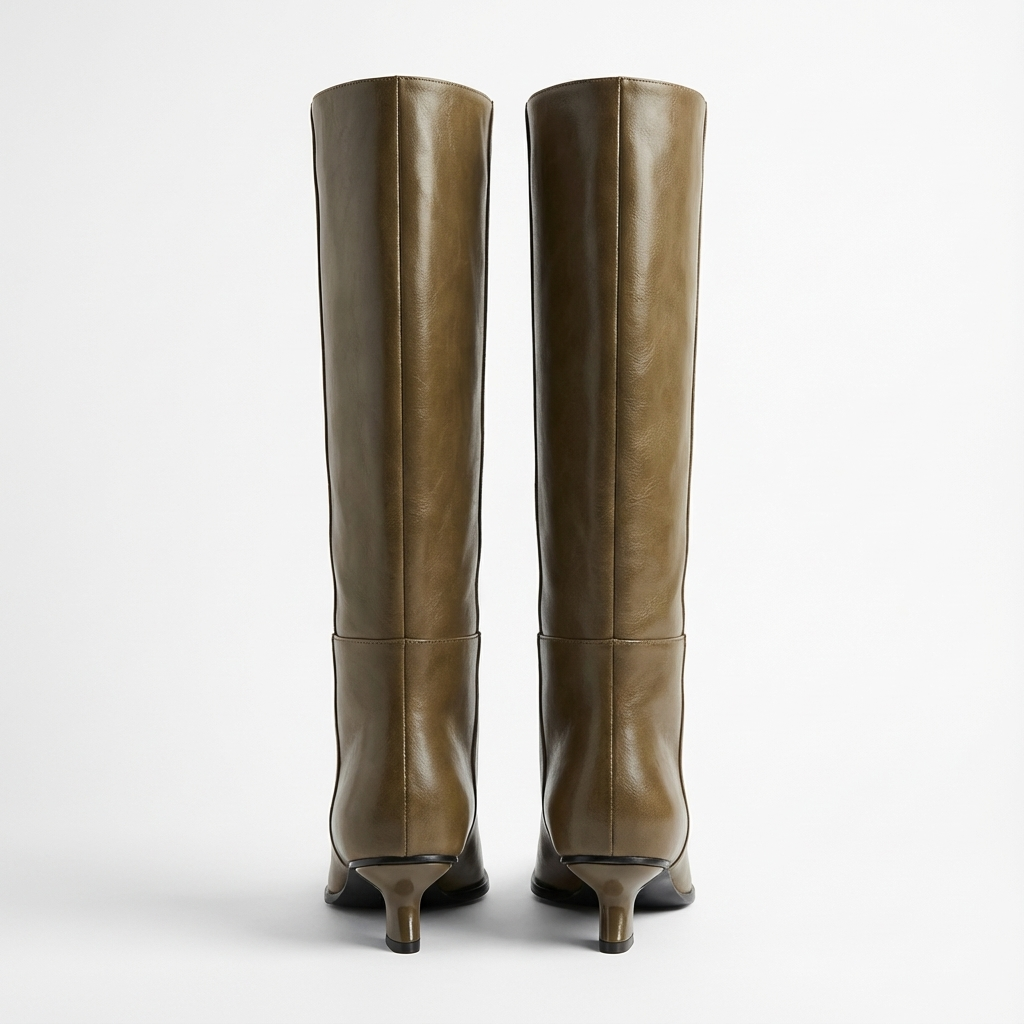Botte haute marron foncé Cuir Femme - Santiags élégantes en cuir marron lisse 3