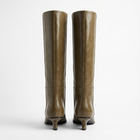 Botte haute marron foncé Cuir Femme - Santiags élégantes en cuir marron lisse 3