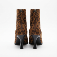 Bottine à talon marron Daim Synthétique Femme - Motif léopard et talon conique élégant 4
