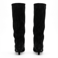 Botte haute noir Daim Synthétique Femme - Santiags élégantes en daim noir synthétique 5