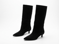 Botte haute noir Daim Synthétique Femme - Santiags élégantes en daim noir synthétique 1