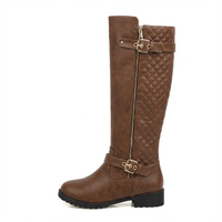 Botte haute marron Synthétique Femme - Design western avec boucle dorée chic 2