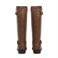 Botte haute marron Synthétique Femme - Design western avec boucle dorée chic 3
