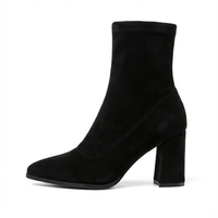 Bottine noir Daim Femme - Santiags élégantes à bout pointu stylé 2