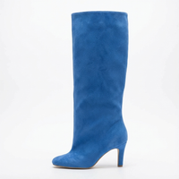 Botte haute bleu Daim Synthétique Femme - Santiags sophistiquées bleues sans ornements 2
