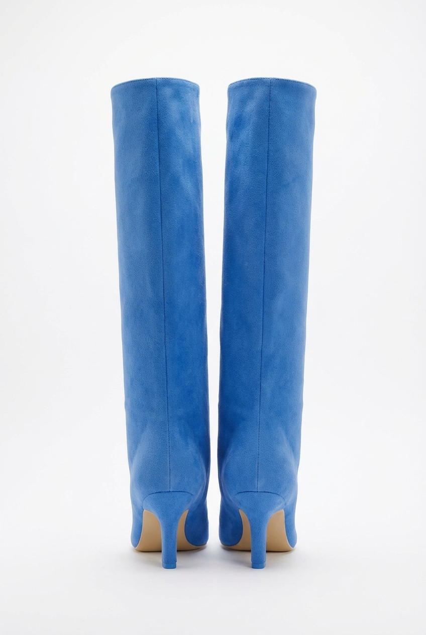 Botte haute bleu Daim Synthétique Femme - Santiags sophistiquées bleues sans ornements 3
