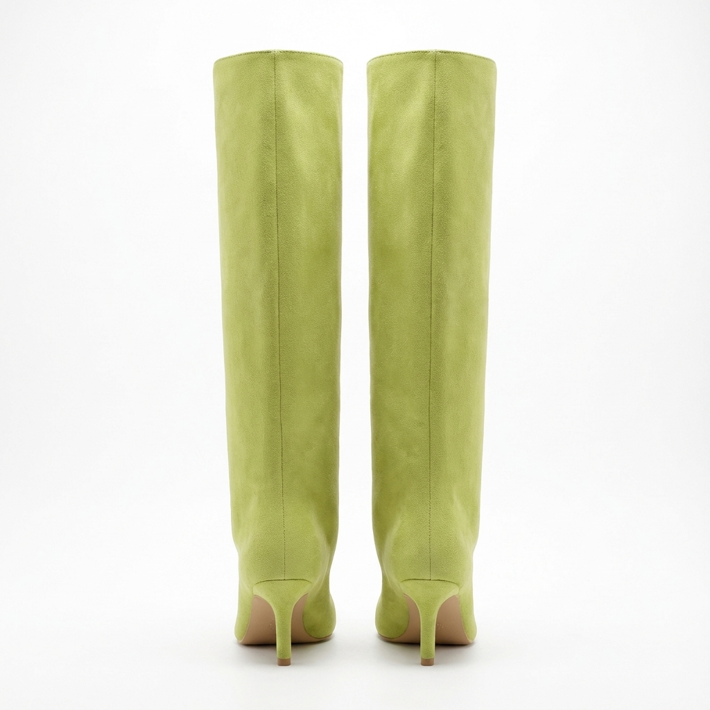 Botte haute vert Daim Synthétique Femme - Santiags vertes, élégance épurée 2