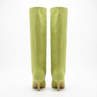 Botte haute vert Daim Synthétique Femme - Santiags vertes, élégance épurée 2