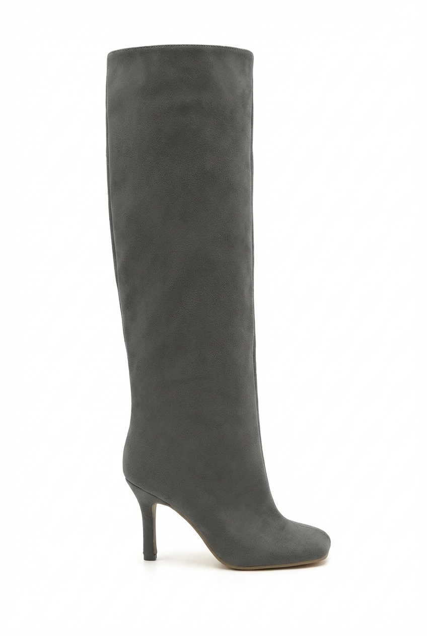 Botte haute gris Daim Synthétique Femme - Santiags grises sophistiquées à talon épais 2