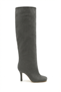 Botte haute gris Daim Synthétique Femme - Santiags grises sophistiquées à talon épais 2