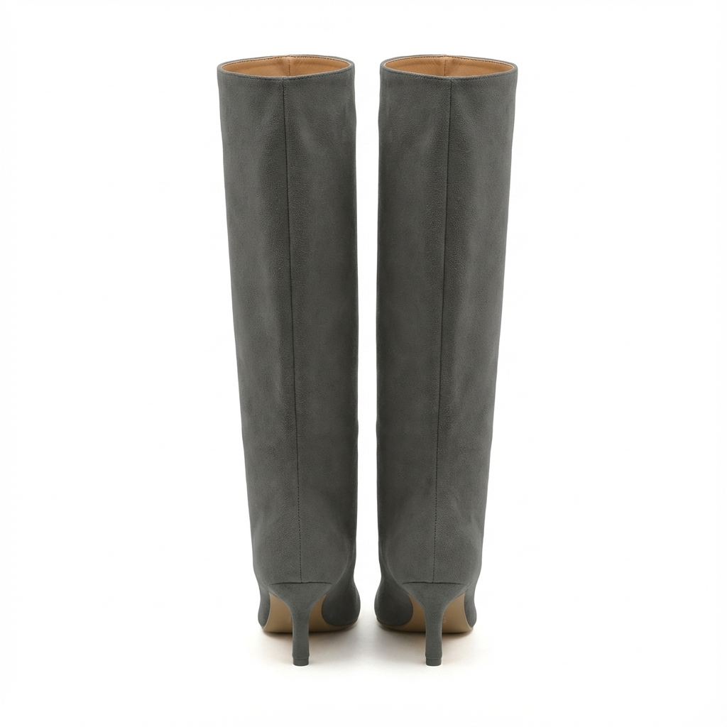 Botte haute gris Daim Synthétique Femme - Santiags grises sophistiquées à talon épais 3
