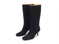 Botte haute noir Daim Synthétique Femme - Élégance minimaliste au style western moderne 1