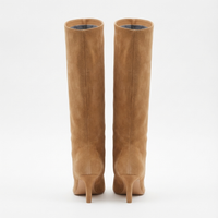 Botte haute camel Daim Synthétique Femme - santiags modernes au bout arrondi 3