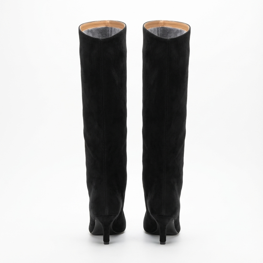Botte haute noir Daim Synthétique Femme - Santiags élégantes à bout pointu 3
