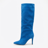 Botte haute bleu Daim Synthétique Femme - Santiags modernes bleu vif et audacieuses 1