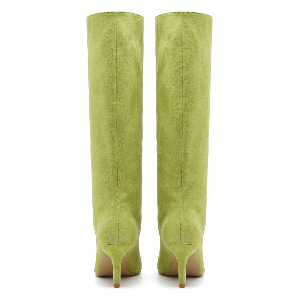 Botte haute vert Daim Synthétique Femme - Bottes vertes santiags élégantes à talons fins 3