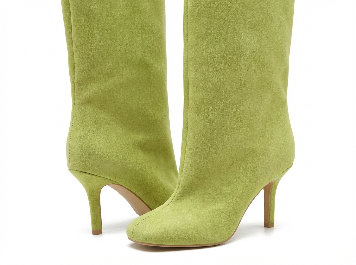 Botte haute vert Daim Synthétique Femme - Bottes vertes santiags élégantes à talons fins 2