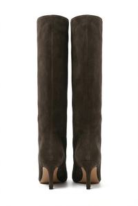 Botte haute marron Daim Synthétique Femme - Silhouette audacieuse avec talon fin élégant 2