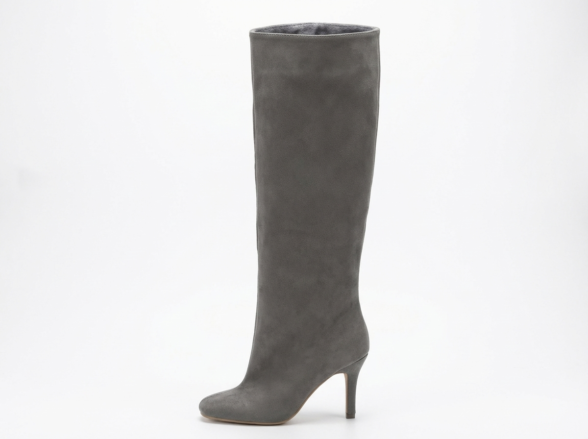 Botte haute gris Daim Synthétique Femme - Santiags grises avec talon aiguille élégant 2