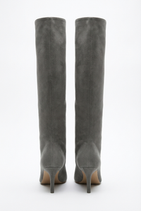 Botte haute gris Daim Synthétique Femme - Santiags grises avec talon aiguille élégant 3