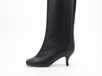 Botte haute noir Daim Synthétique Femme - Santiags modernes à talons fins 2