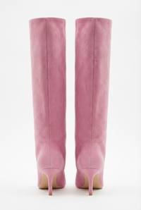 Botte haute rose Daim Synthétique Femme - Santiags rose bout carré et hauteur genou 3