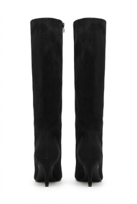 Botte haute noir Daim Synthétique Femme - Élégance moderne avec touche western chic 3