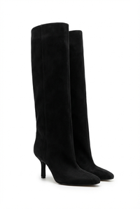 Botte haute noir Daim Synthétique Femme - Élégance moderne avec touche western chic 1