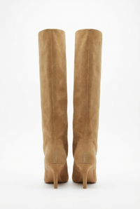 Botte haute camel Daim Synthétique Femme - Santiags camel épurées et raffinées 3