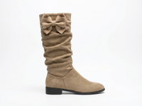 Santiag haute beige Daim Femme - Nœud papillon arrière élégant et féminin 4