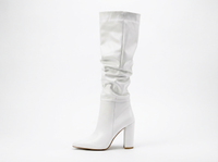 Botte haute blanc Simili Cuir Femme - Santiags modernes en blanc immaculé 1