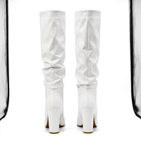 Botte haute blanc Simili Cuir Femme - Santiags modernes en blanc immaculé 3