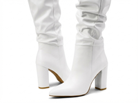Botte haute blanc Simili Cuir Femme - Santiags modernes en blanc immaculé 2